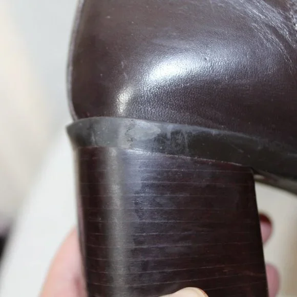 Vtg Enzo Angiolini womens boot size 8.5 brown leather chunky heel square toe 90s - Picture 11 of 12